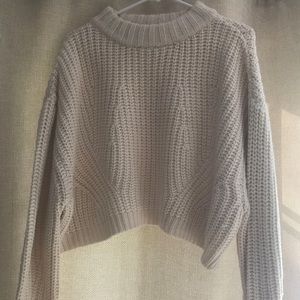 Cream slightly cropped mock neck sweater